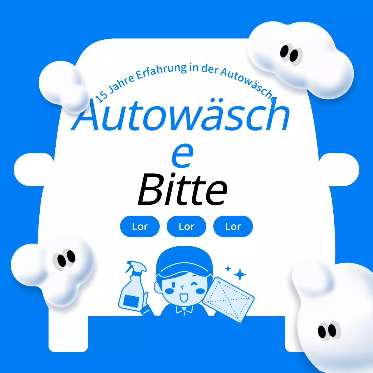 Werben Sie für Ihr blau-weißes Autowaschgeschäft