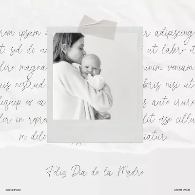 Blanco y negro Minimal Simple Vintage Aviso Feliz Día de la Madre