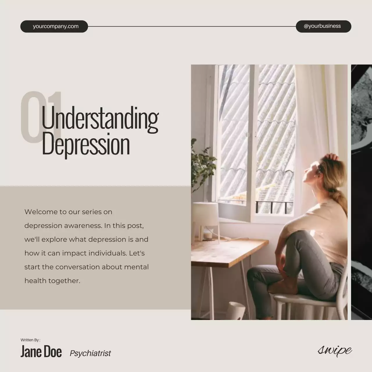 Ivory Black and White Minimal Mental Health Depression Unveiled Campaign