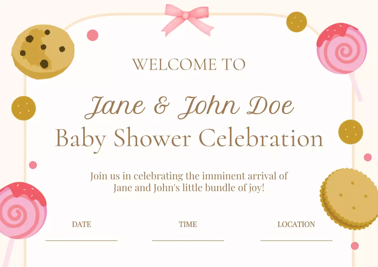 Beige Elegant Baby Invitation Poster