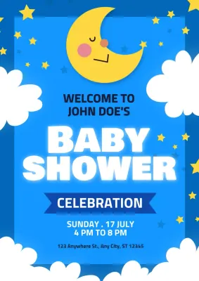 Blue Simple Baby Invitation Poster