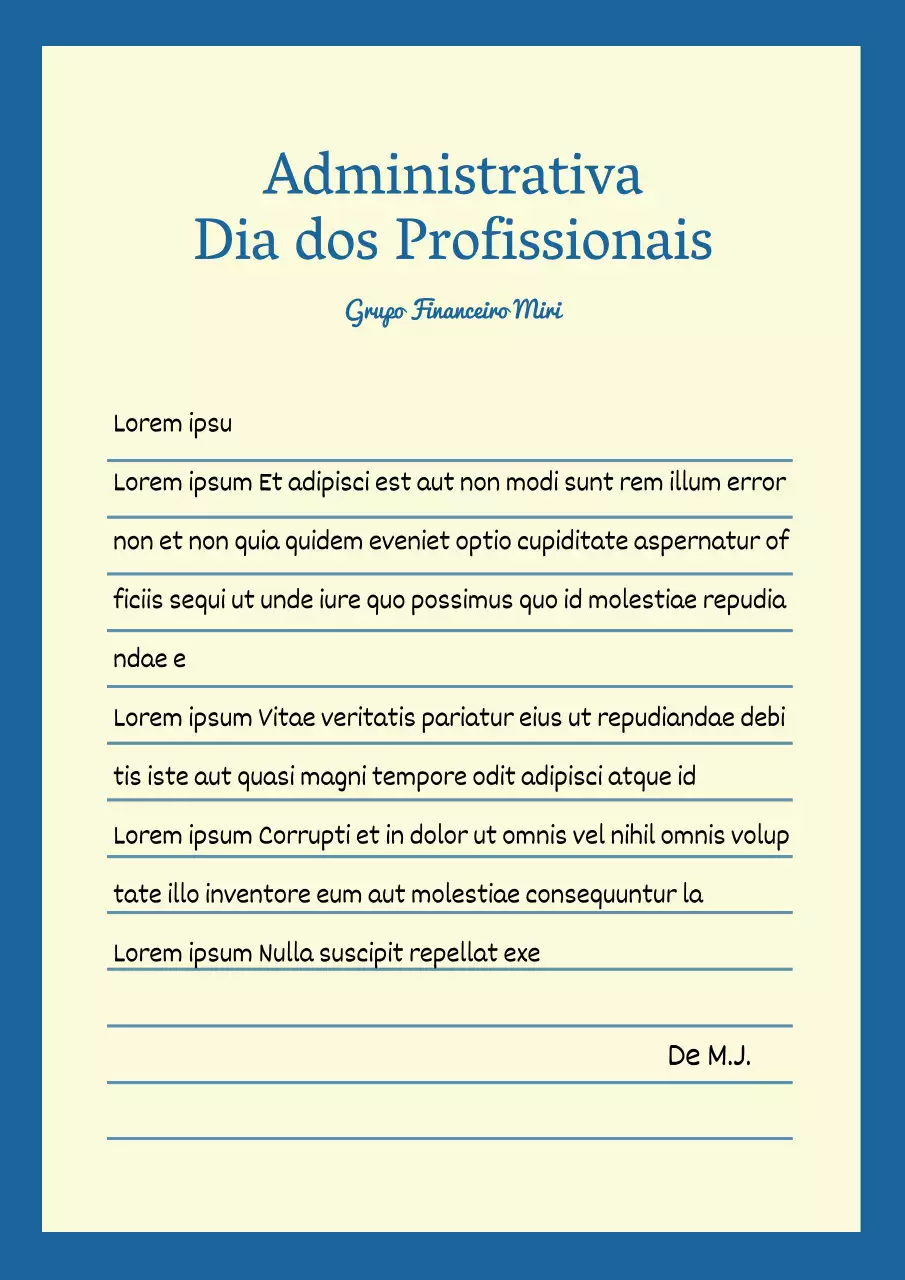 Nota de agradecimento clássica para o Dia da Valorização do Trabalho em azul e bege