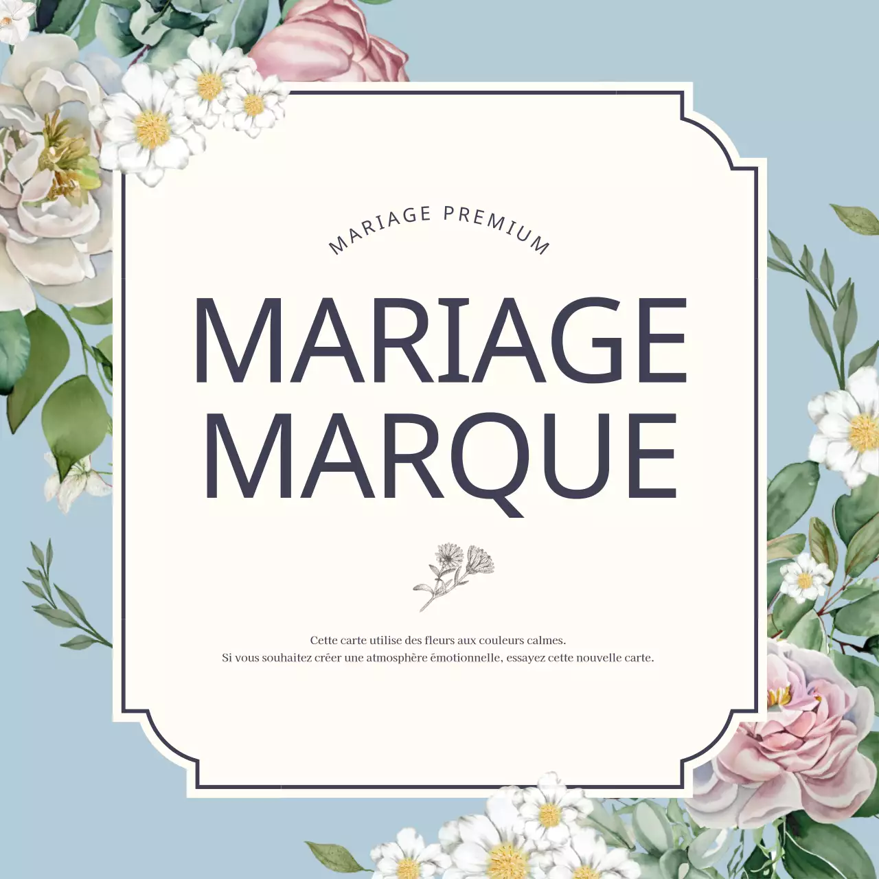 Bleu clair, luxueuse marque de mariage florale