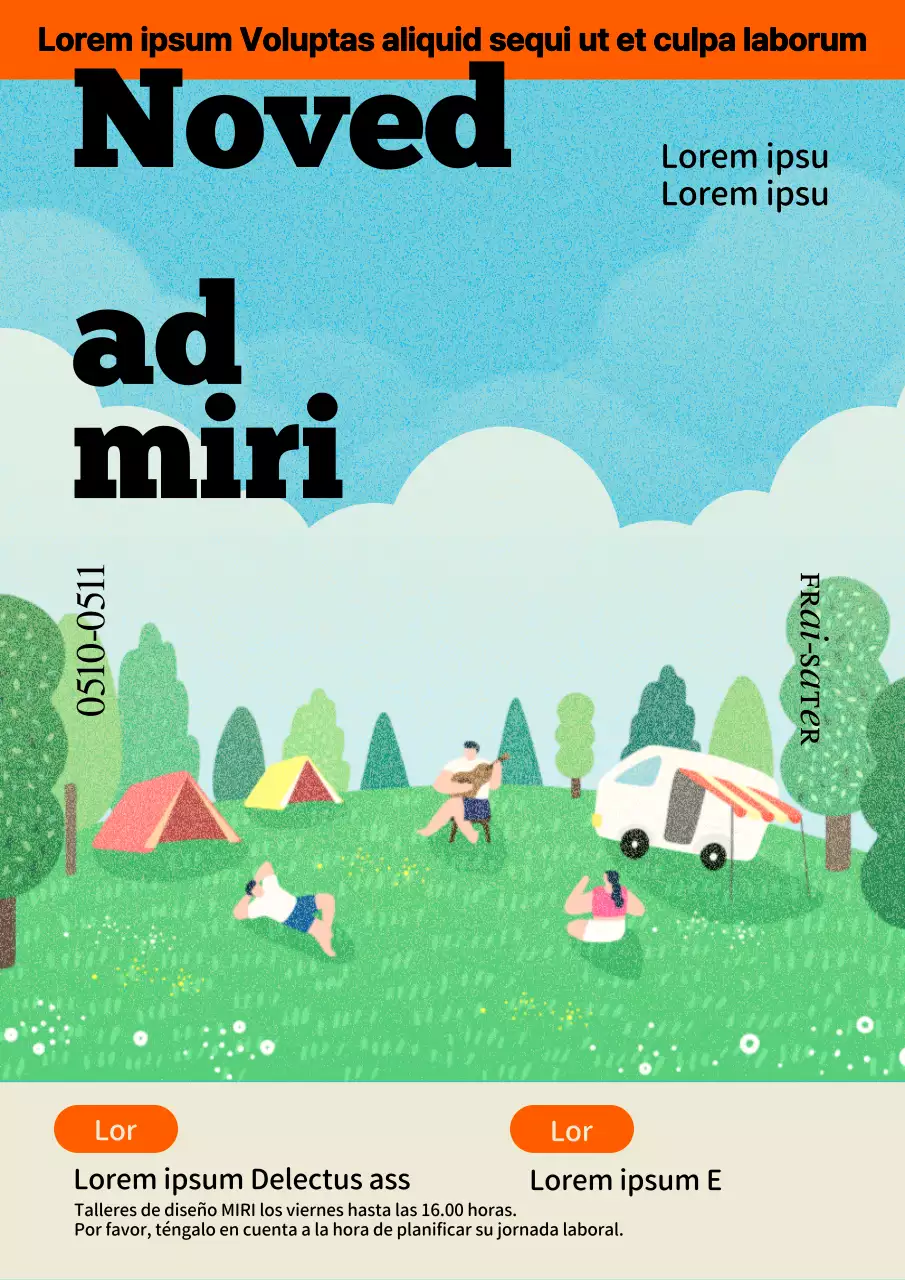 Anuncio de taller interno verde y naranja