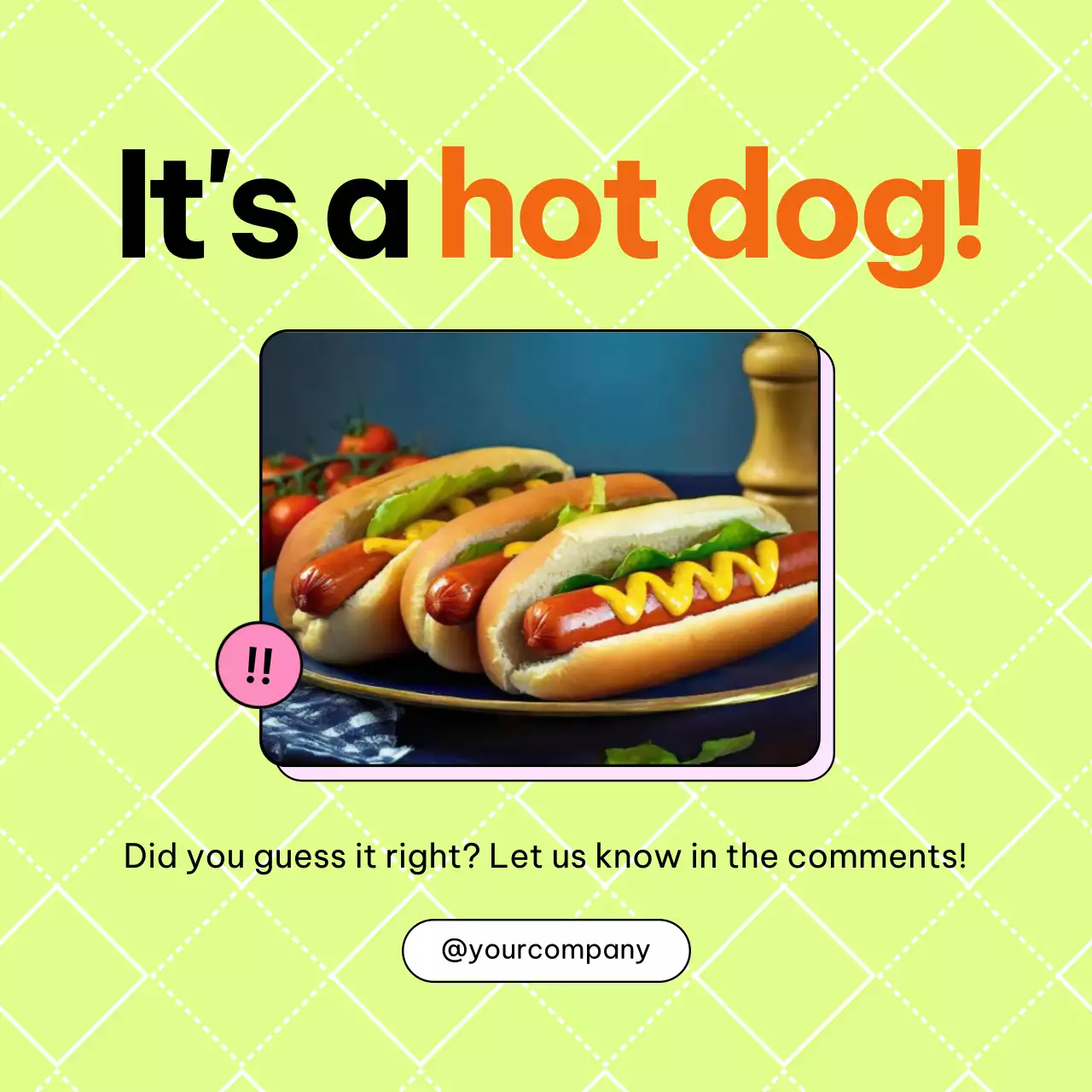 Pink Playful Food Quiz Game Social Media Post