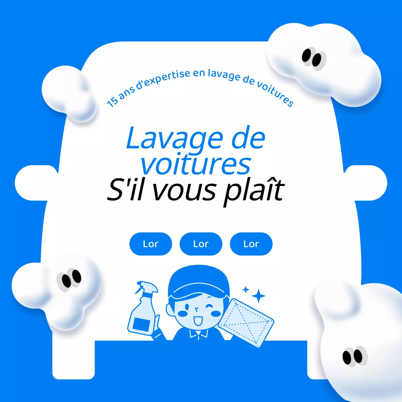 Promouvoir votre entreprise de lavage bleu et blanc