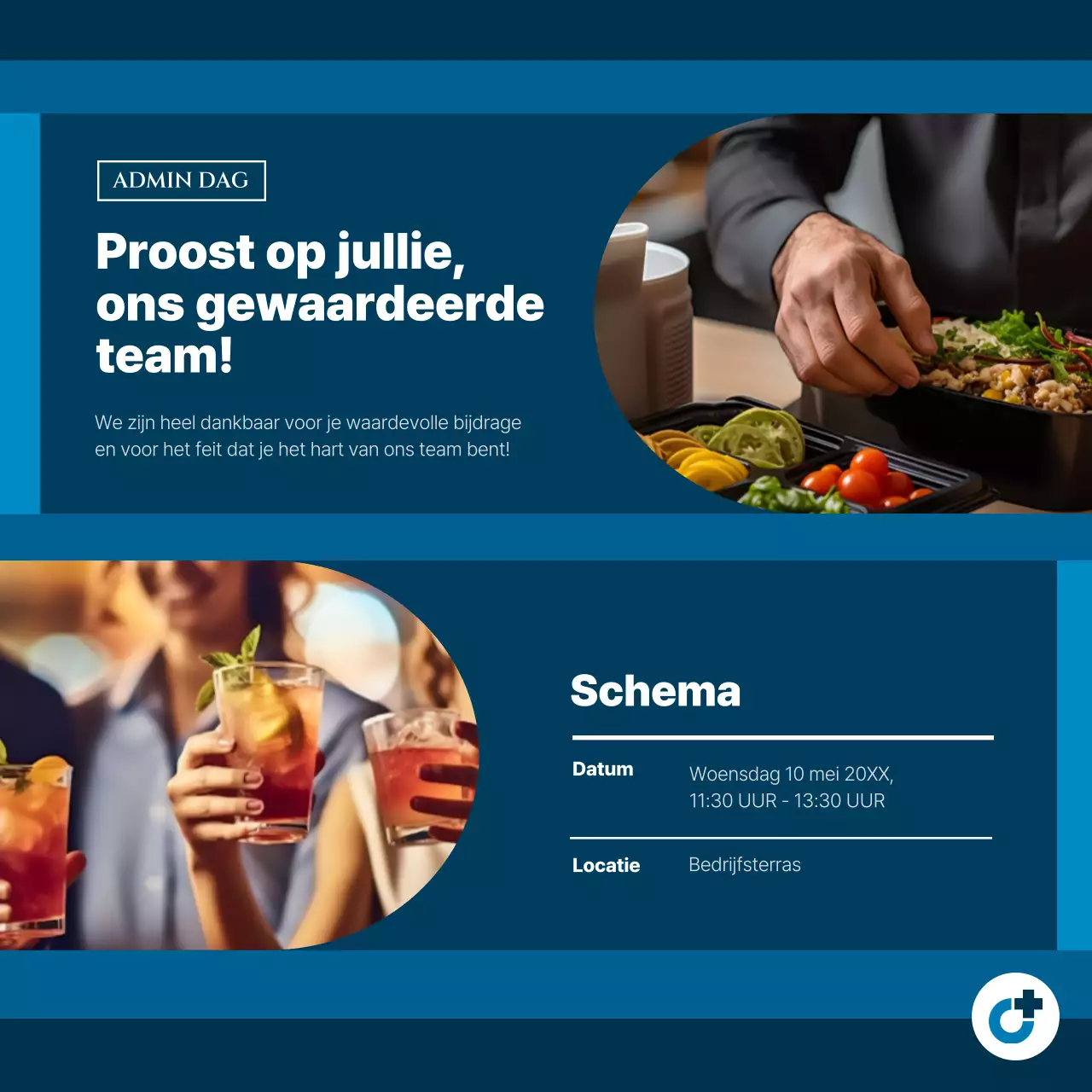Een eenvoudige blauw-zwarte promotie voor de Dag van de Administratieve Professional