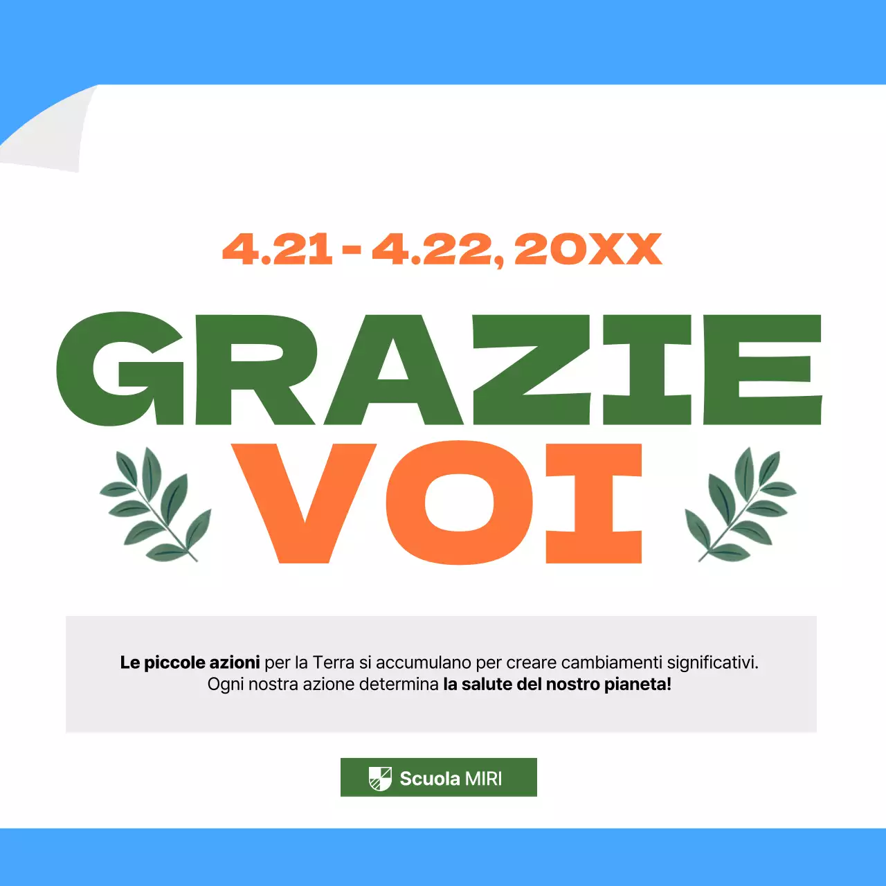 Annunci di tendenza per la Giornata della Terra in blu e arancione