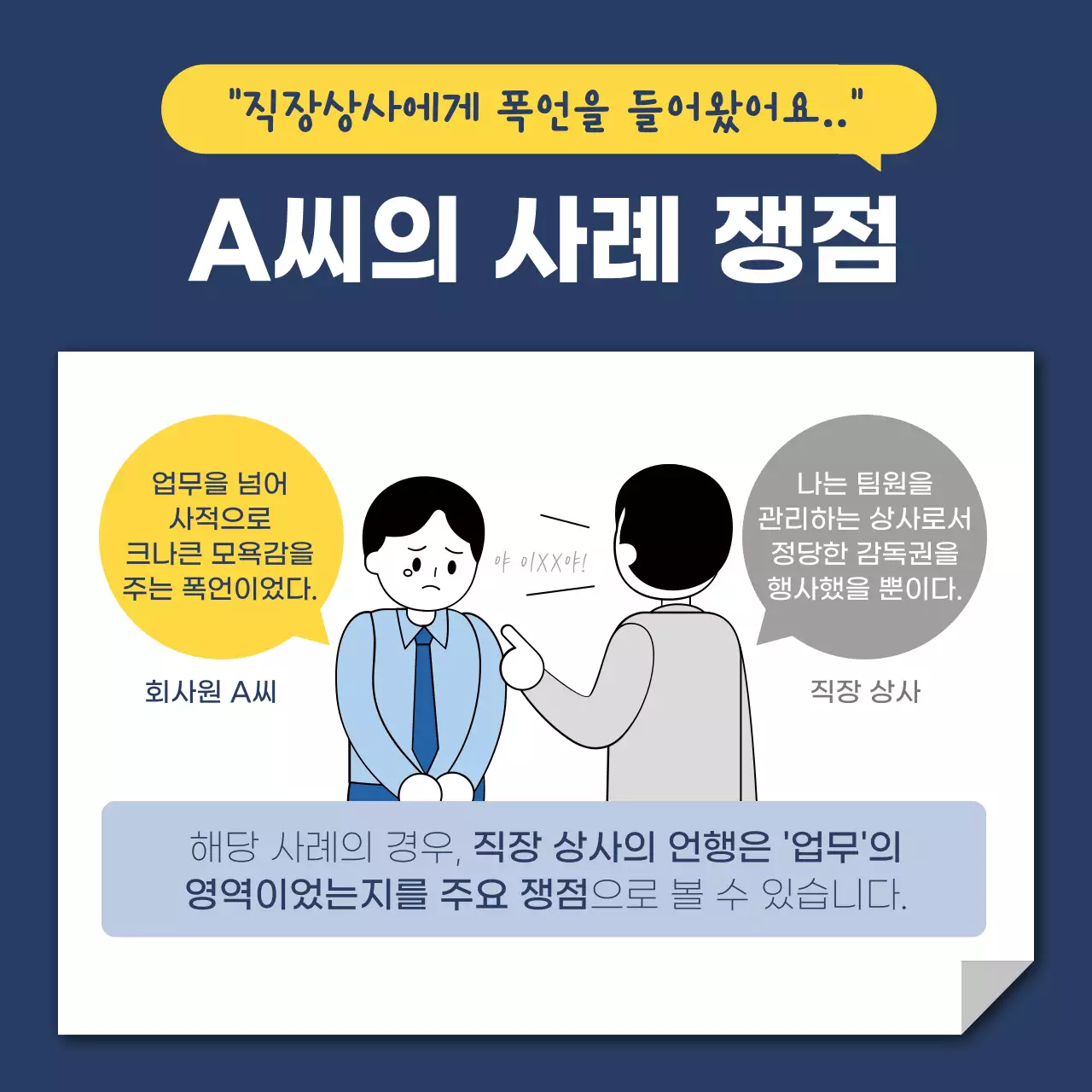 노랑과 남색의 심플한 노무 법률 상담 게시글