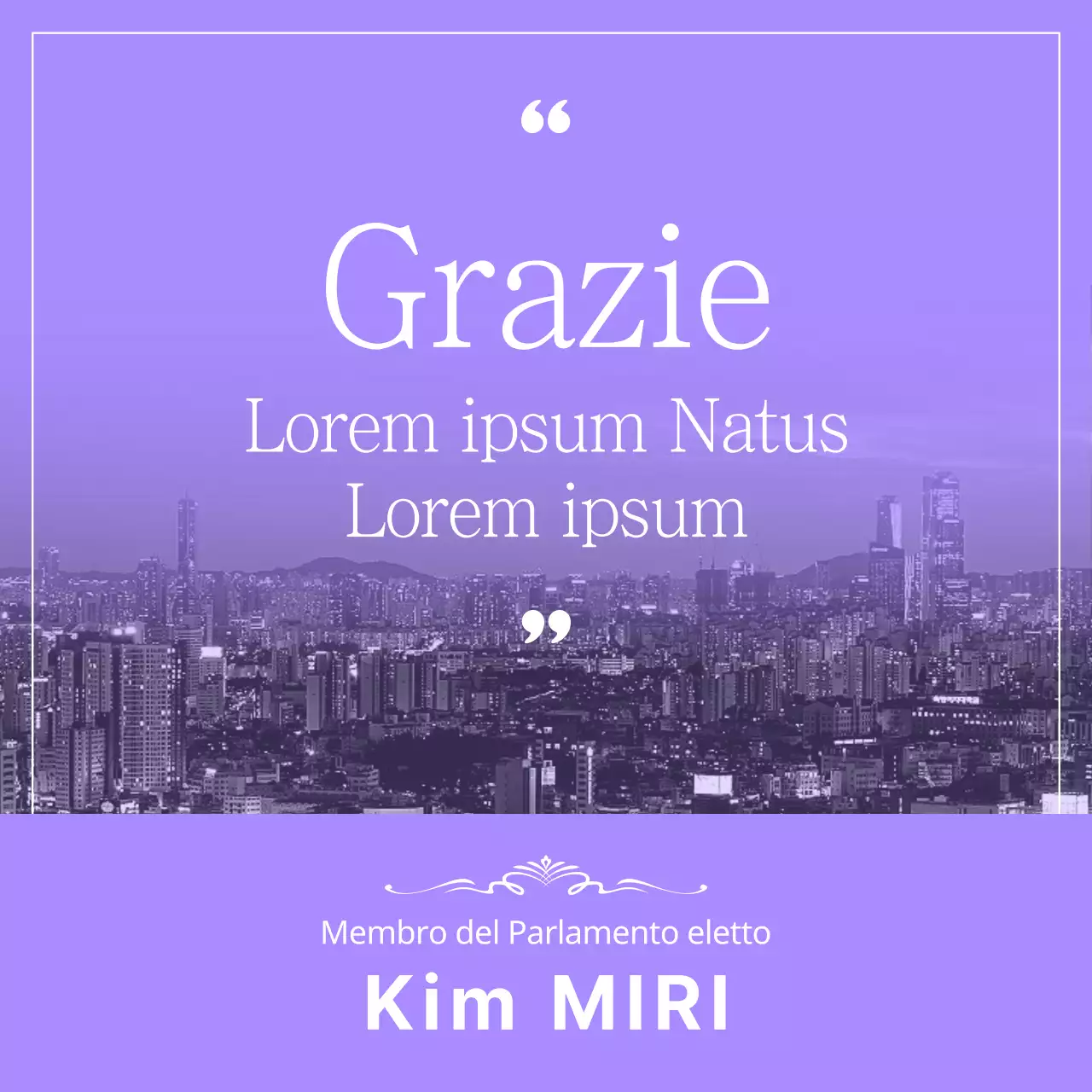 Un semplice post di ringraziamento elettorale in viola e bianco