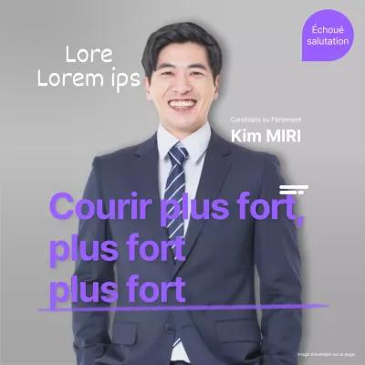 Message d'accueil minimaliste pour les perdants en violet et blanc