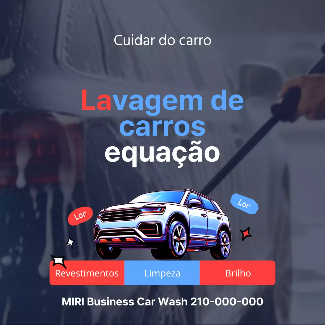Promova o seu negócio de lavagem de automóveis a vermelho e azul