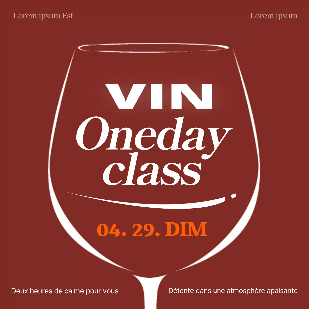 Faites la promotion de votre événement Pilates avec une palette de couleurs simples, rouge et marron.