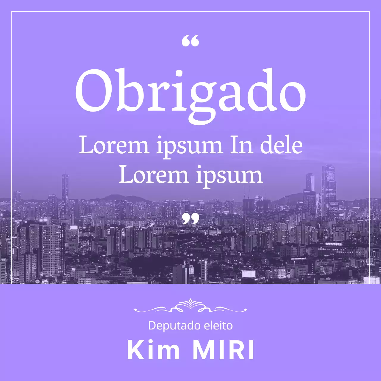 Um simples post de agradecimento eleitoral em roxo e branco
