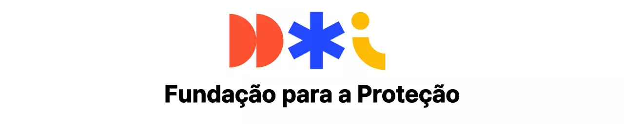 Um logótipo institucional colorido com uma variedade de formas
