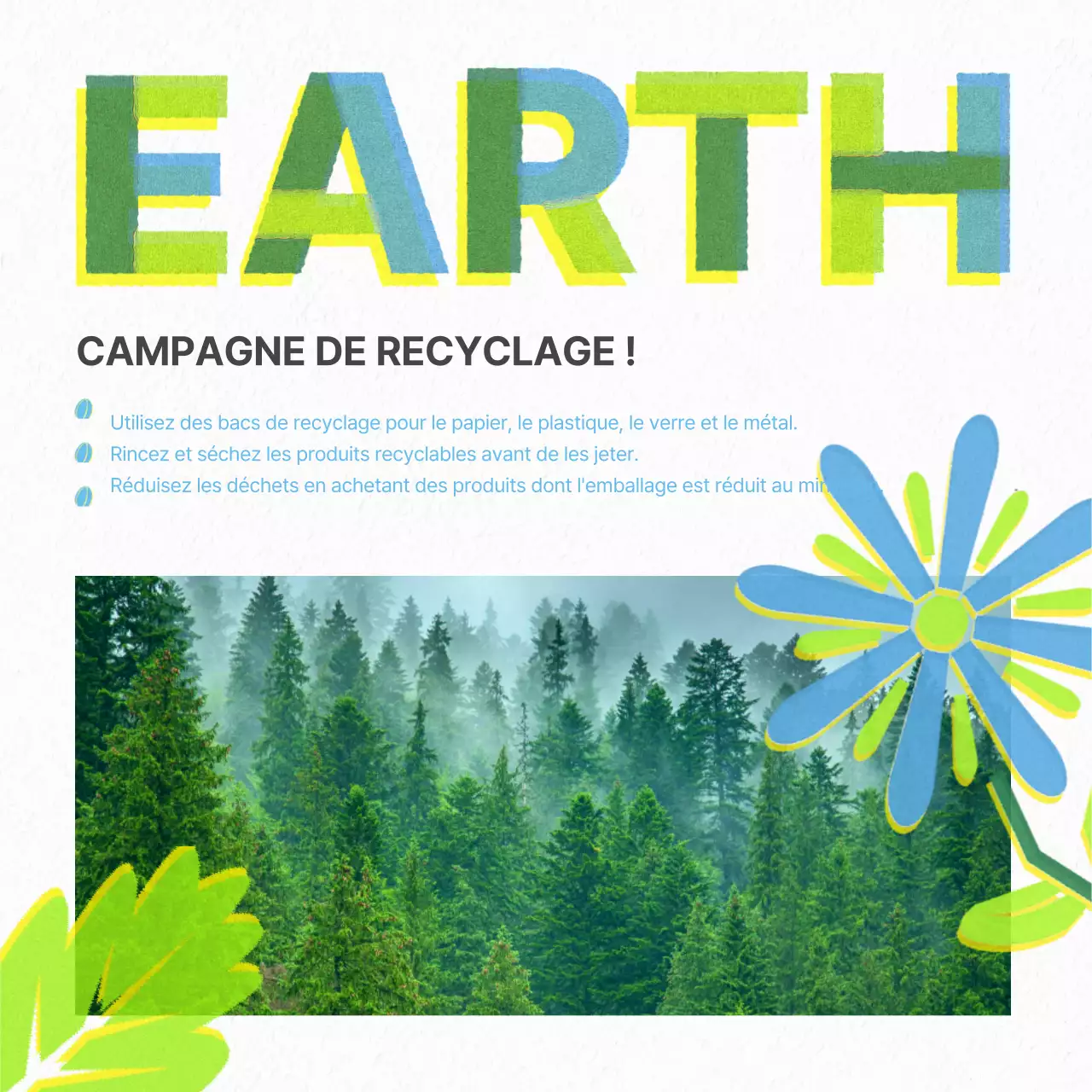Une campagne moderne pour la Journée de la Terre en chartreuse et bleu ciel