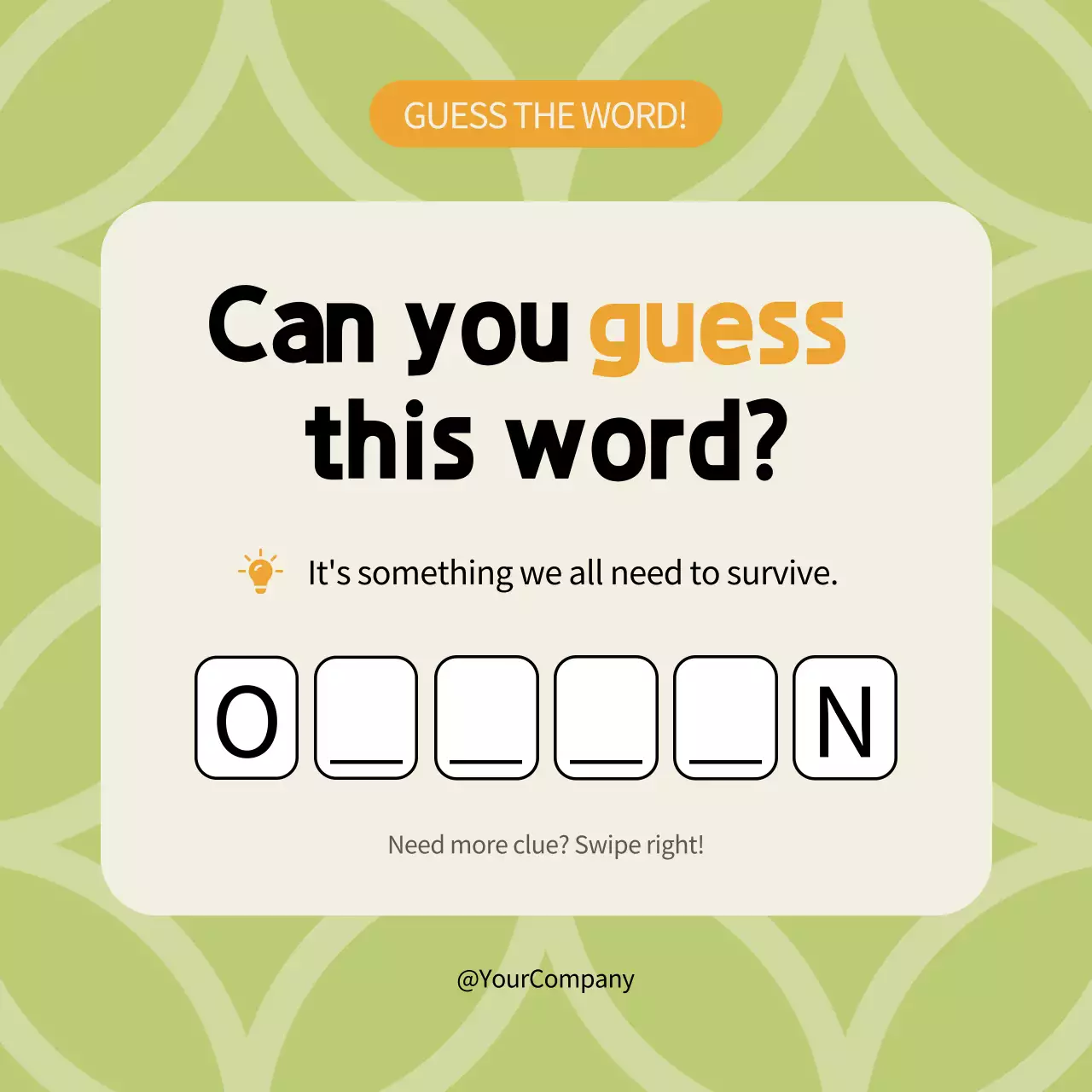 Green Minimal Word Game Guide Social Media Post