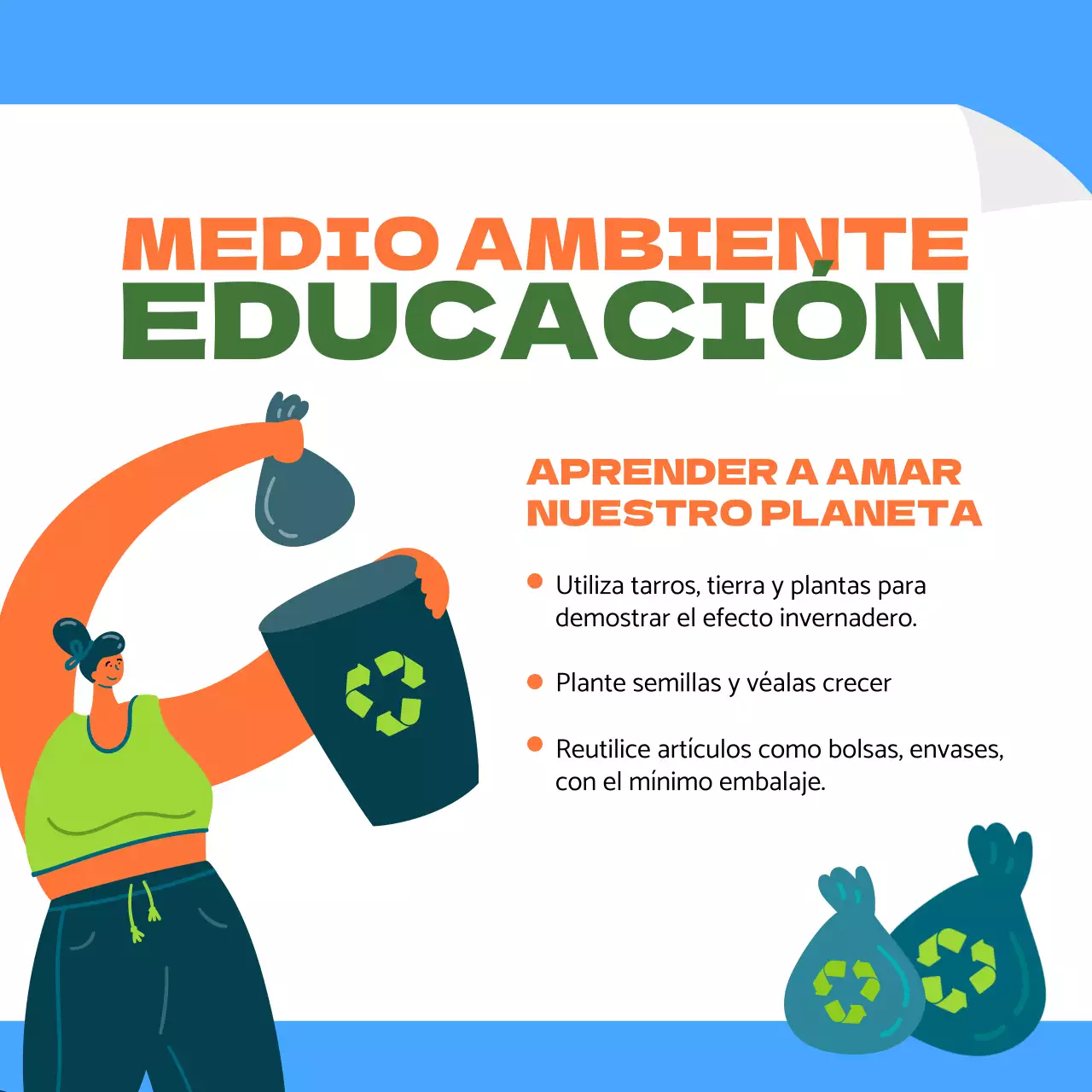 Anuncios del Día de la Tierra en azul y naranja