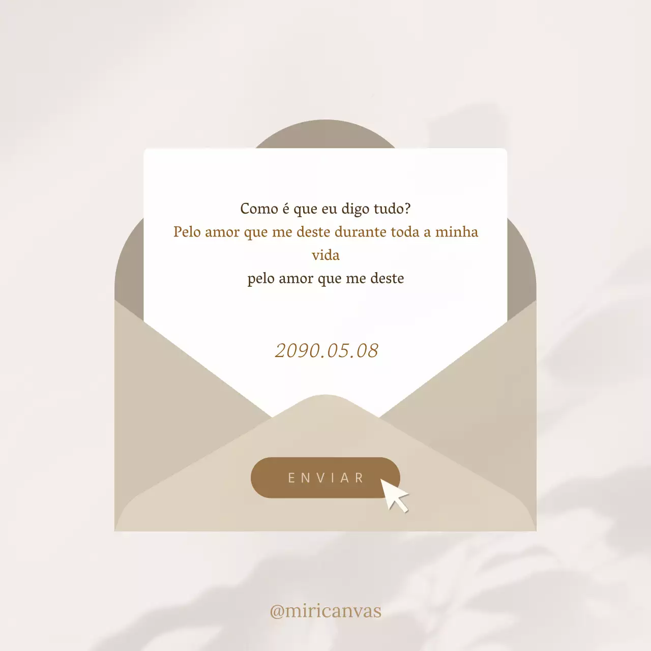 Um posto sentimental simples em bege e castanho
