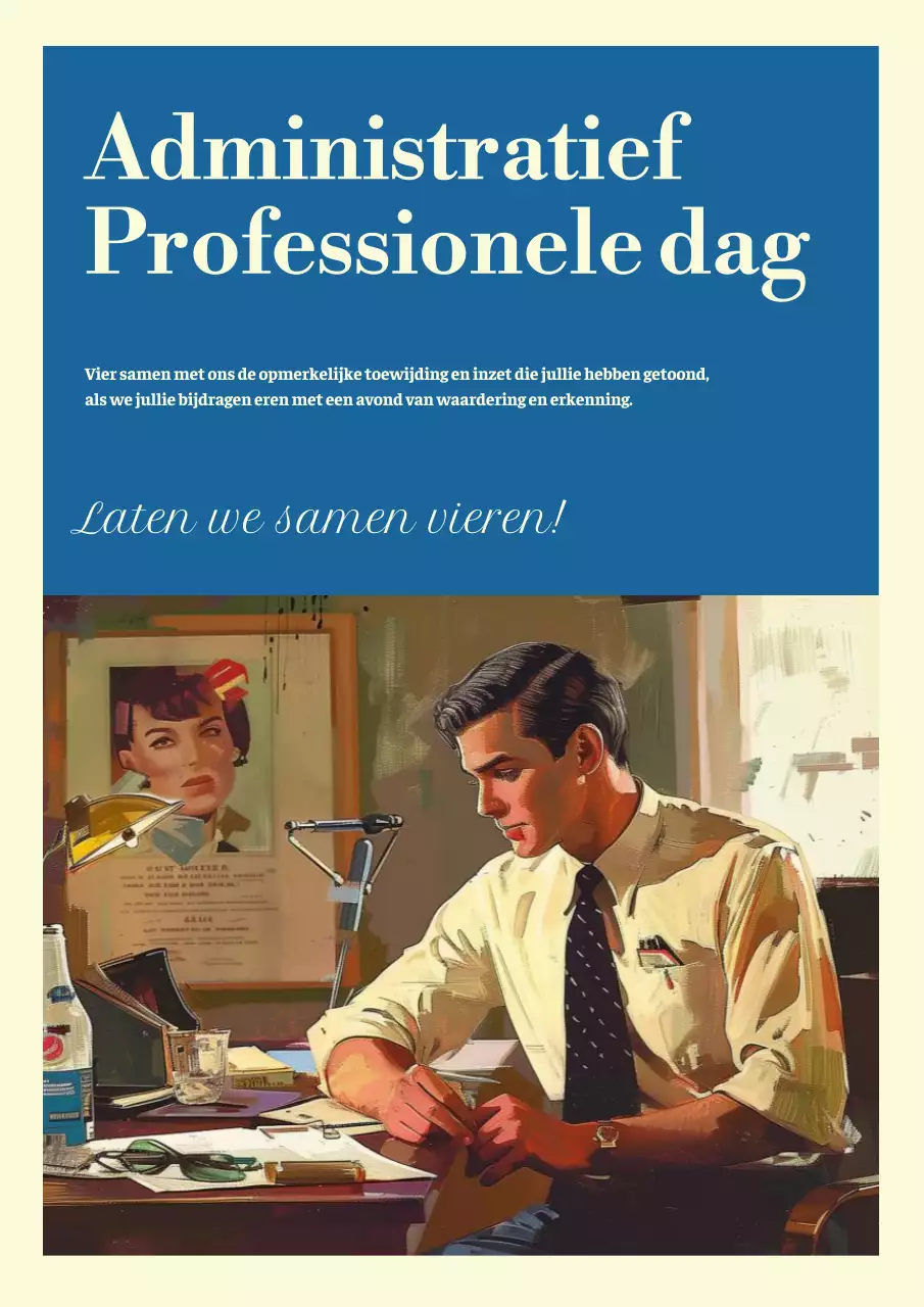 Klassiek bedankbriefje voor Labour Appreciation Day in blauw en beige