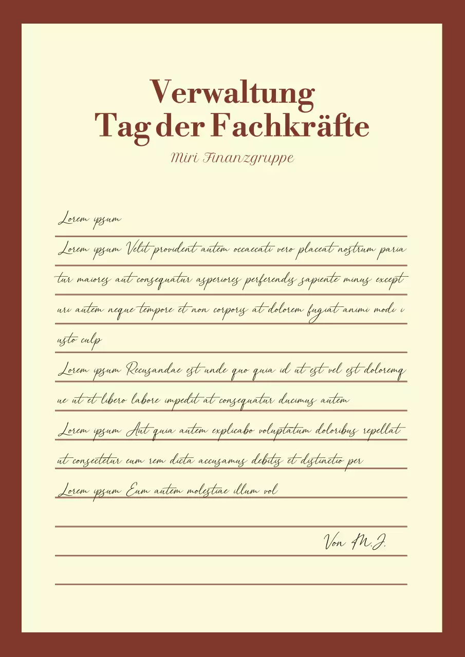 Klassisches Dankesbriefpapier zum Tag der Arbeit in Braun und Beige