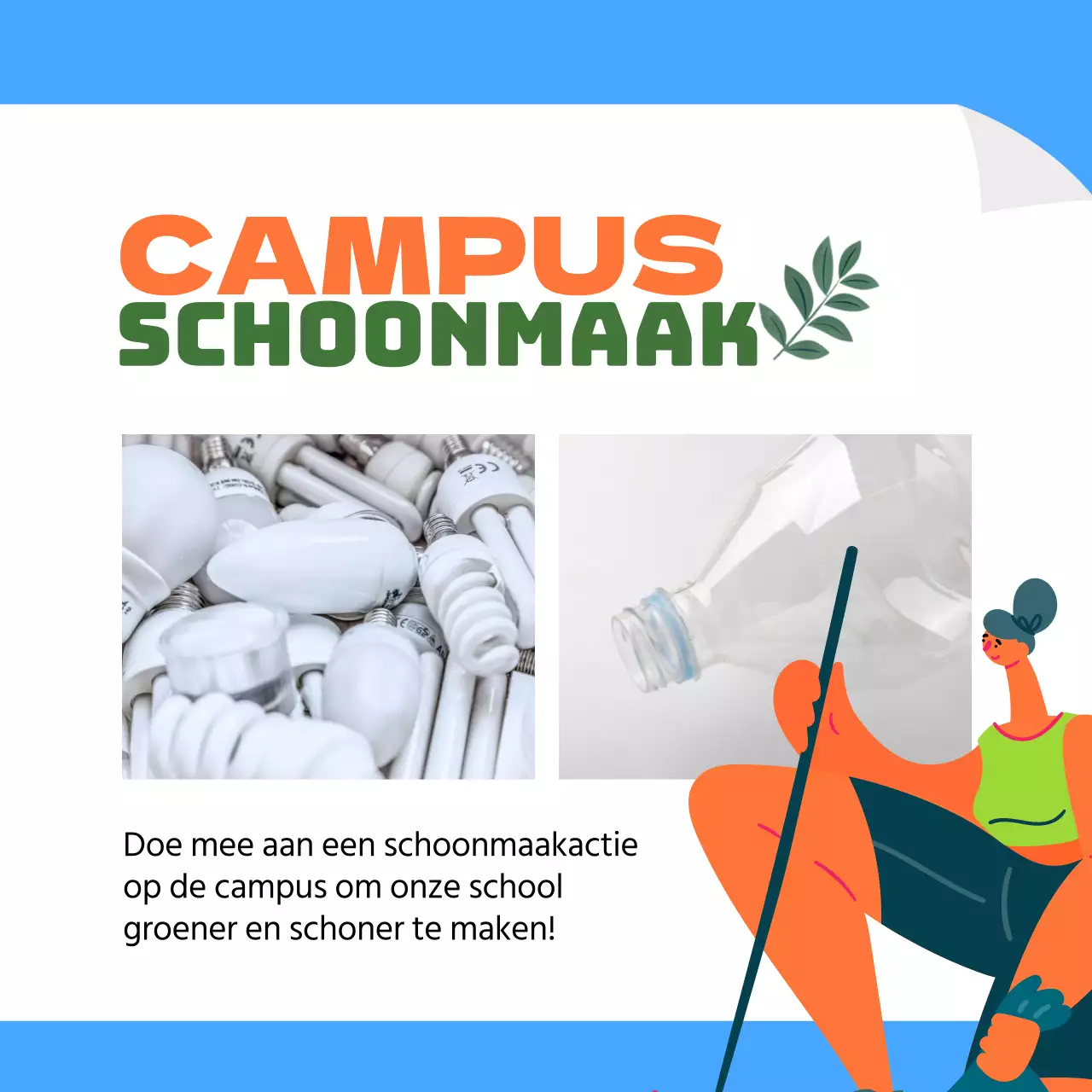 Trendy Earth Day-advertenties in blauw en oranje