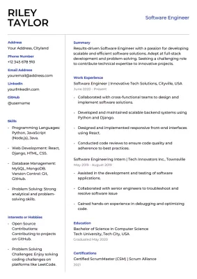 White Professional Software Resume