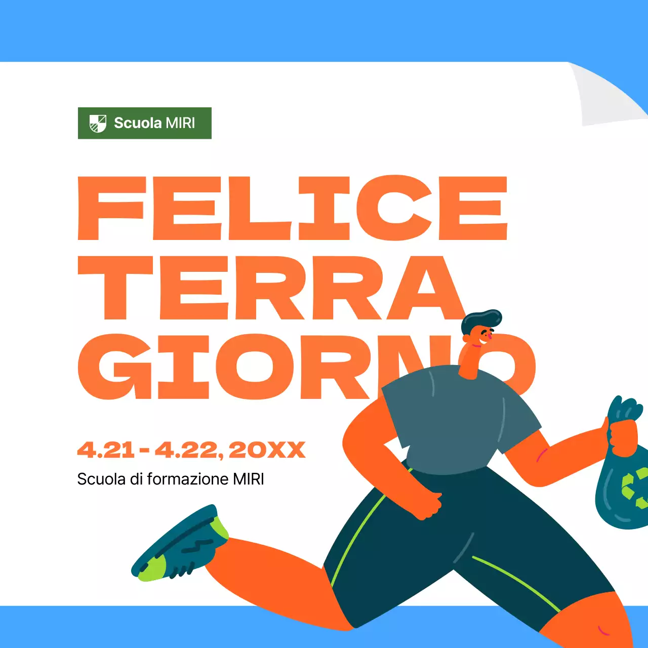 Annunci di tendenza per la Giornata della Terra in blu e arancione