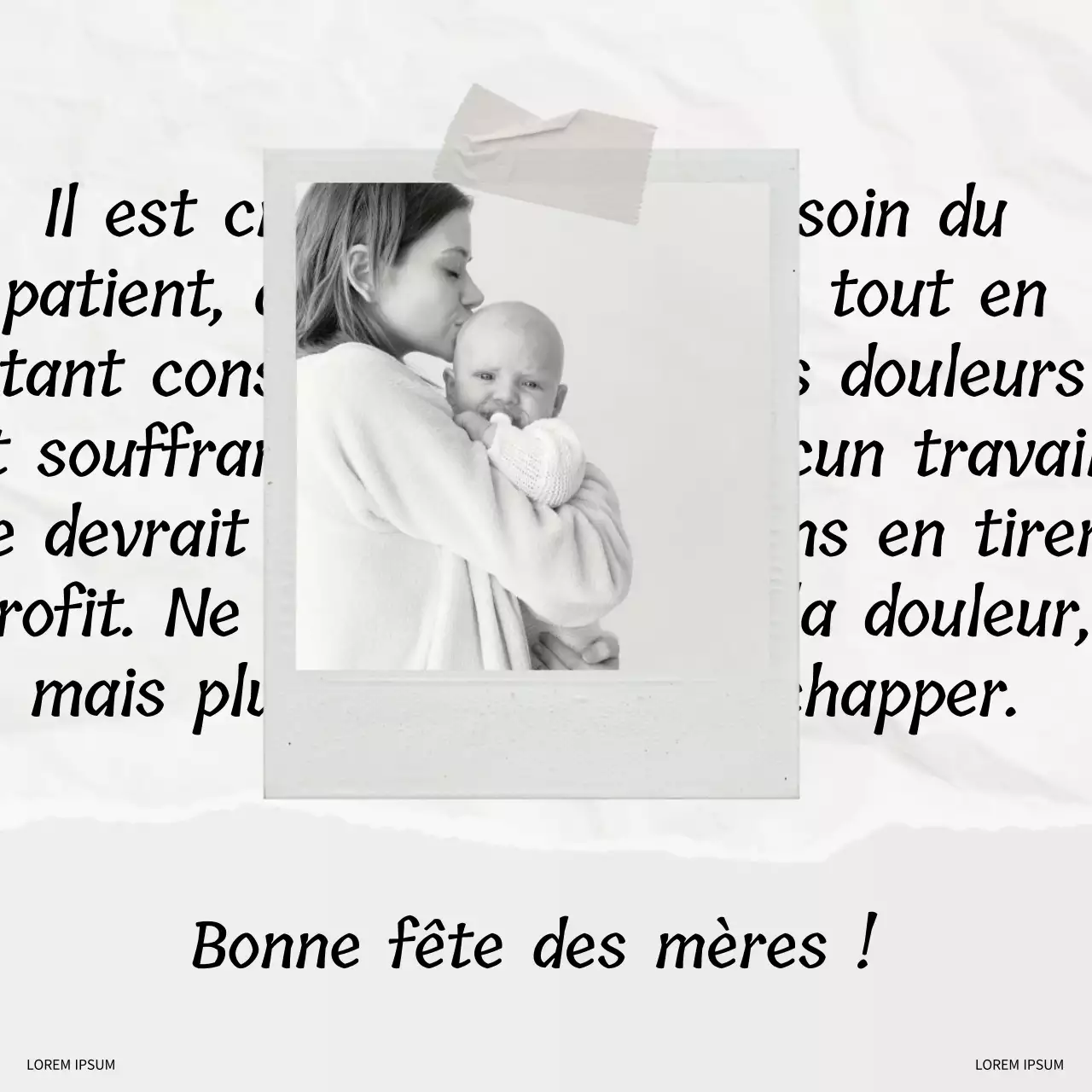 Noir et blanc Minimal Simple Vintage Joyeuse fête des mères Avis