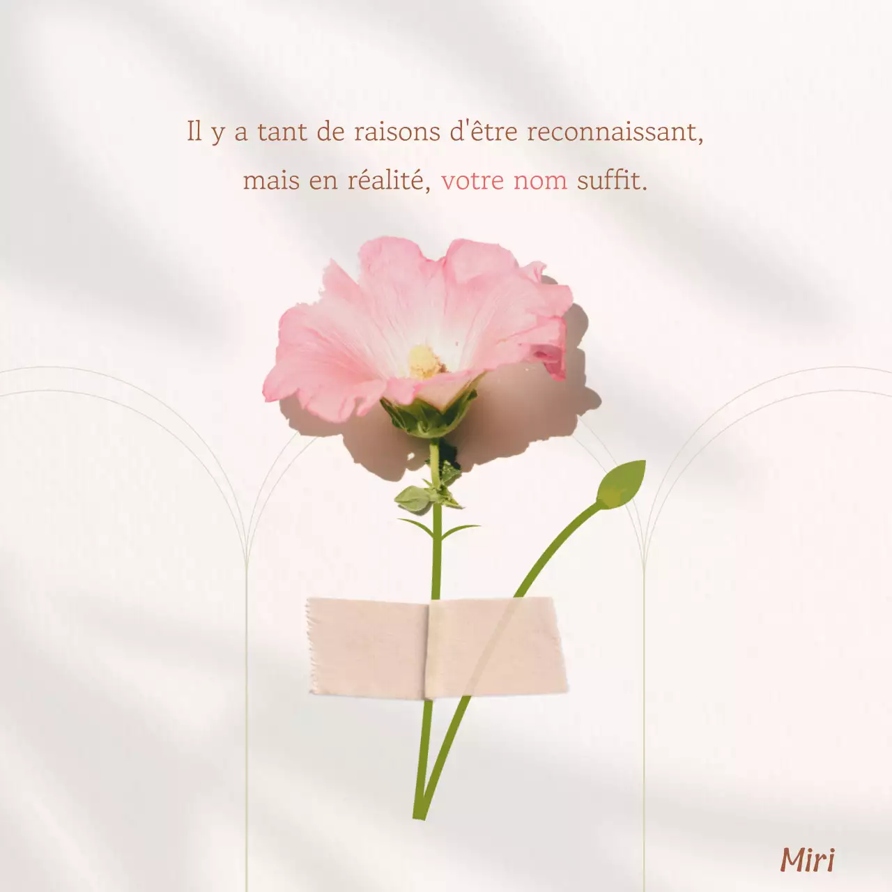 Un simple billet sentimental en rose et ivoire