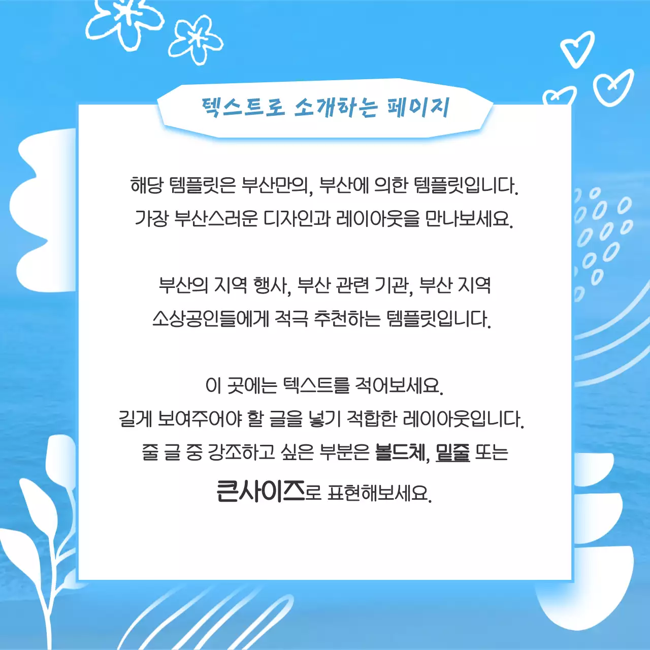 하늘색과 흰색의 키치한 부산 지역 안내 게시글