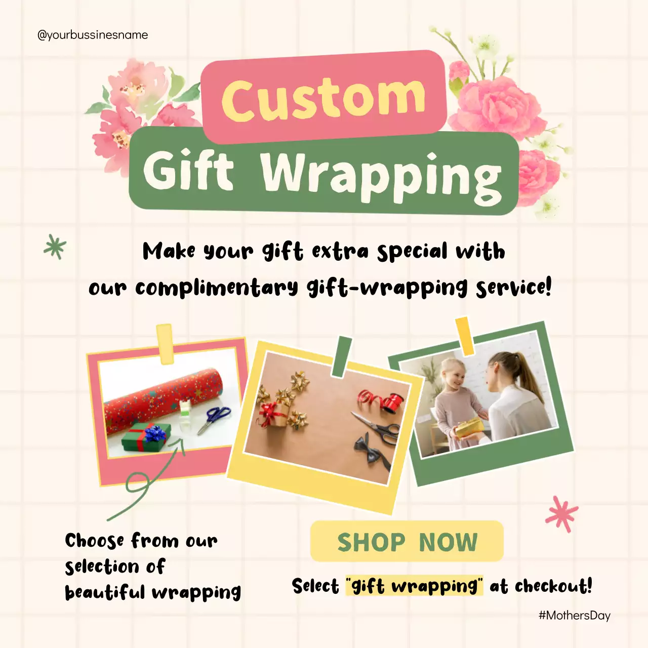 Beige Floral Gift Promotion Social Media Post
