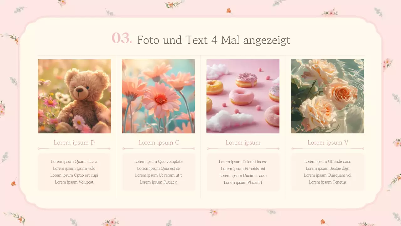 Ein rosafarbener, luxuriöser Marketingslip mit Blumenmuster