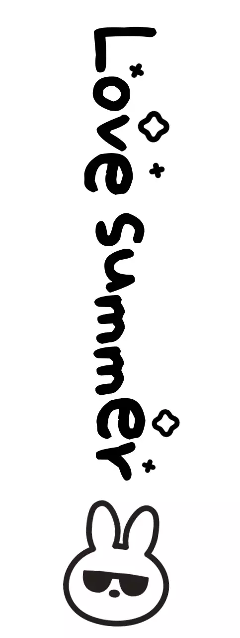 귀여운 손글씨체 여름 선글라스를 쓴 토끼