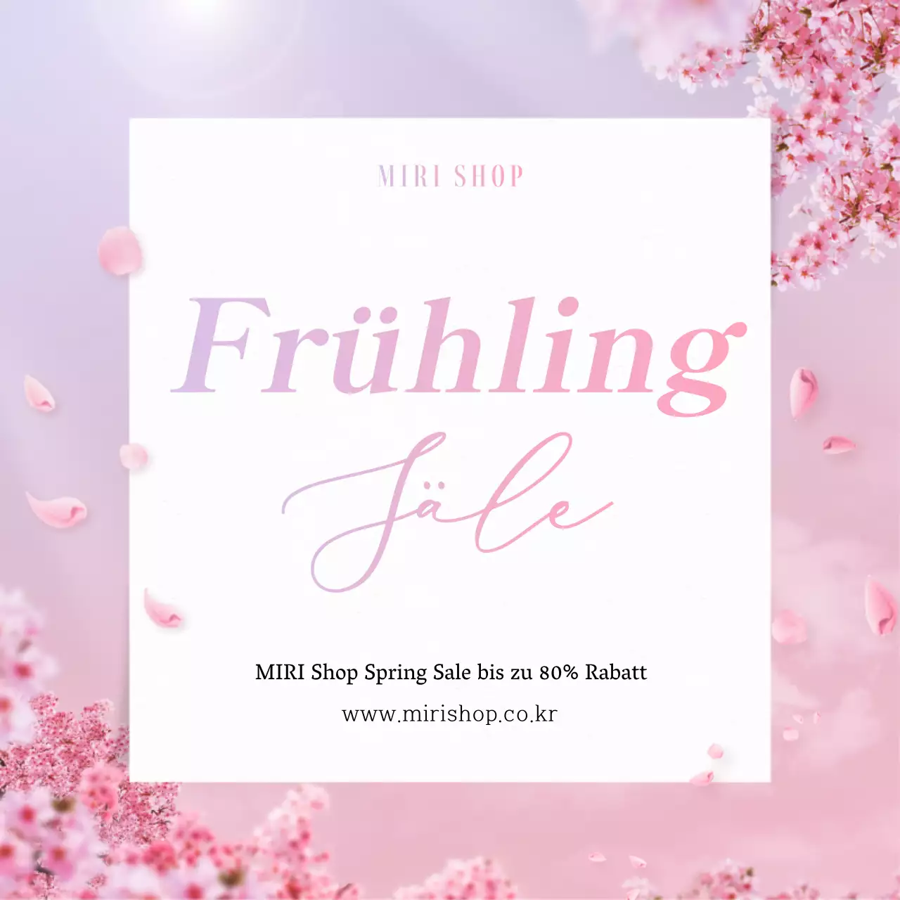 Werbung für einen einfachen Frühlingsausverkauf in Rosa und Weiß