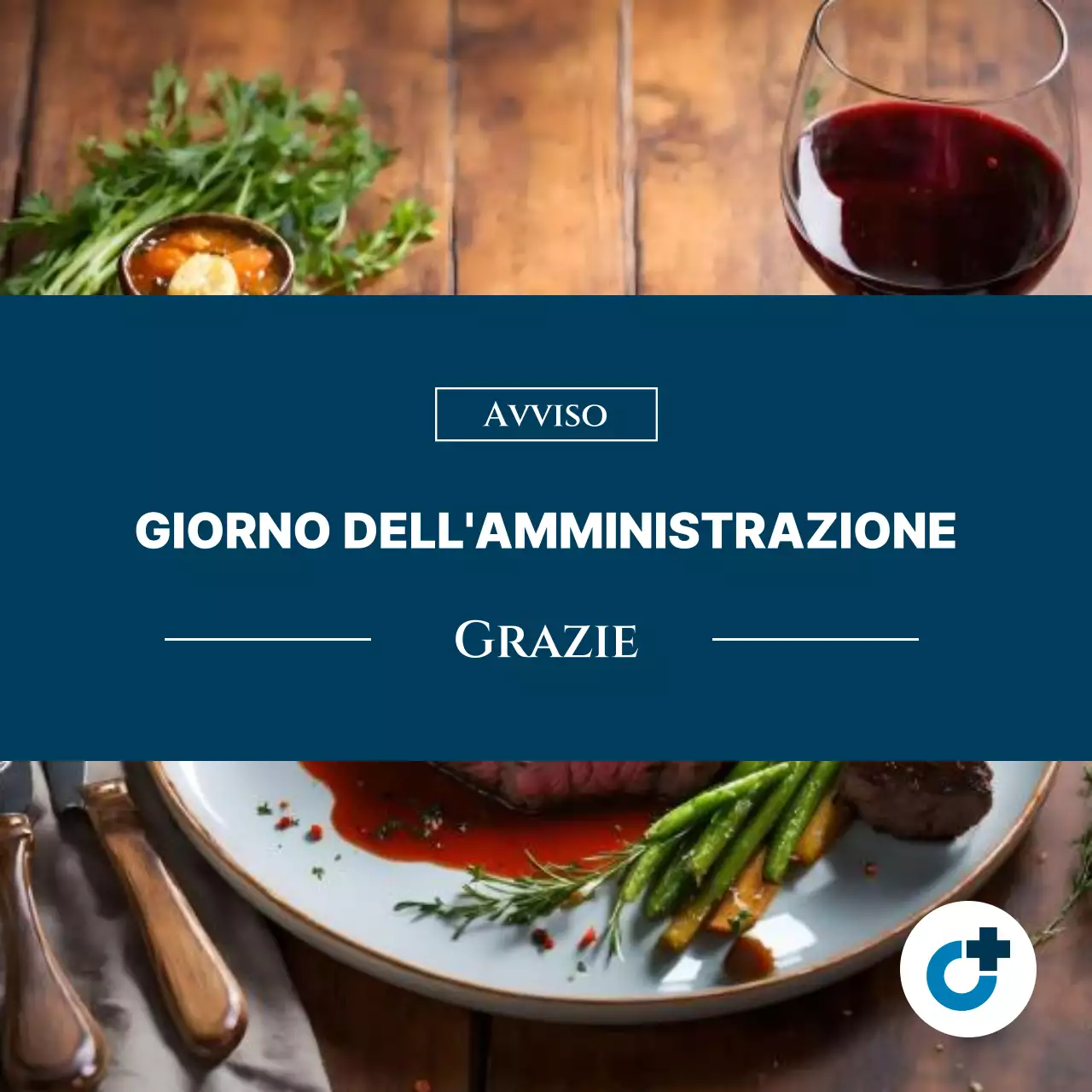 Una semplice promozione in blu e nero per la Giornata dei professionisti amministrativi