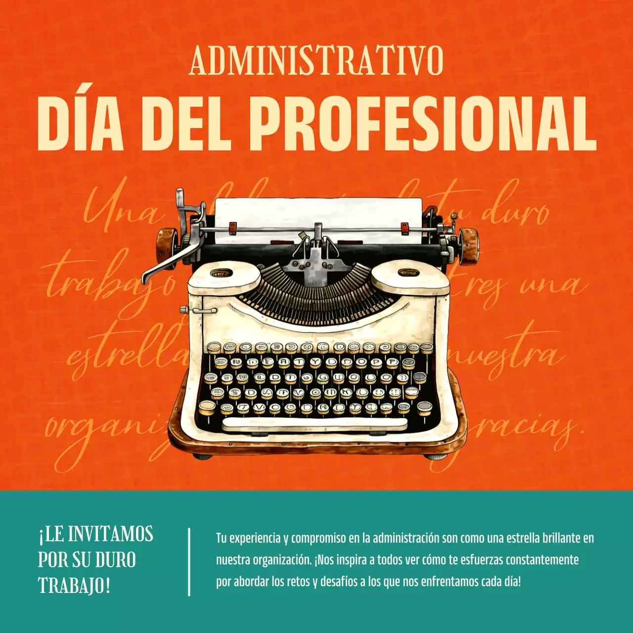 Información retro roja y verde sobre el Día de los Profesionales de la Administración