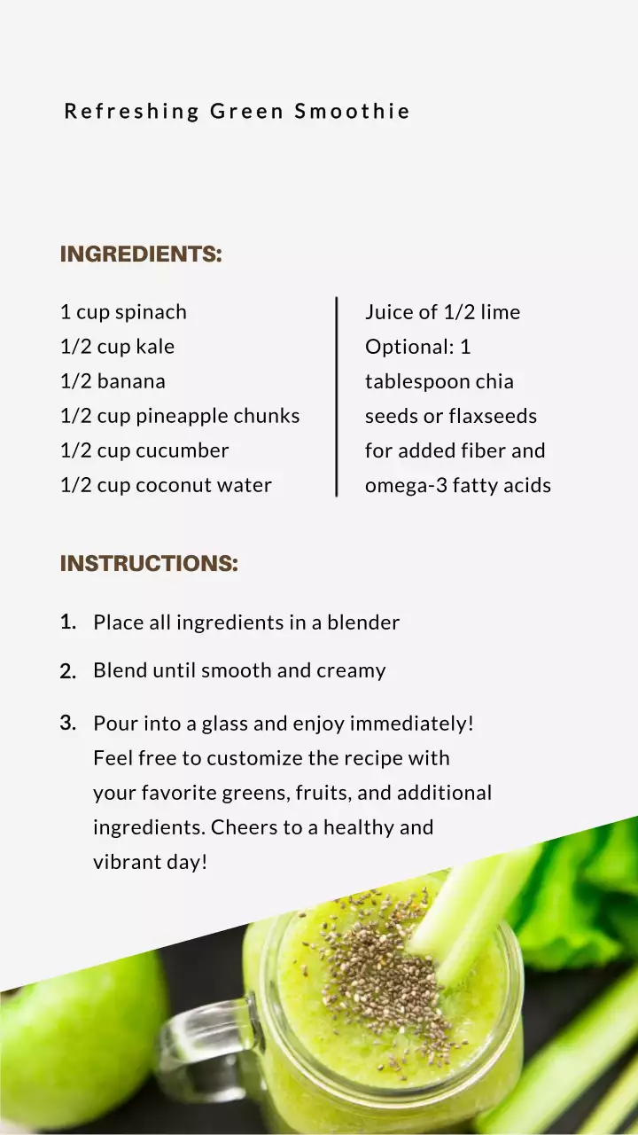 Green Minimal Smoothie Recipe Instagram Post