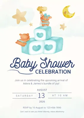 Beige Cute Baby Invitation Poster