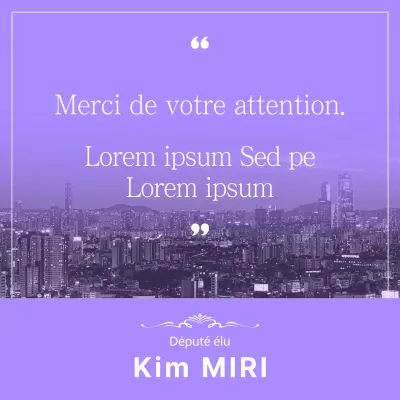 Un simple message de remerciement électoral en violet et blanc