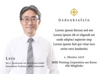 Gedenktafel mit luxuriösen Illustrationen und Fotos