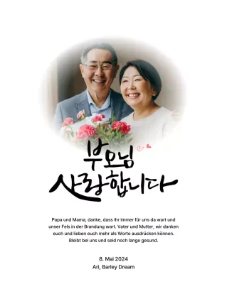 Design zum Muttertag mit Nelken und gefühlvollem kalligrafischem Text