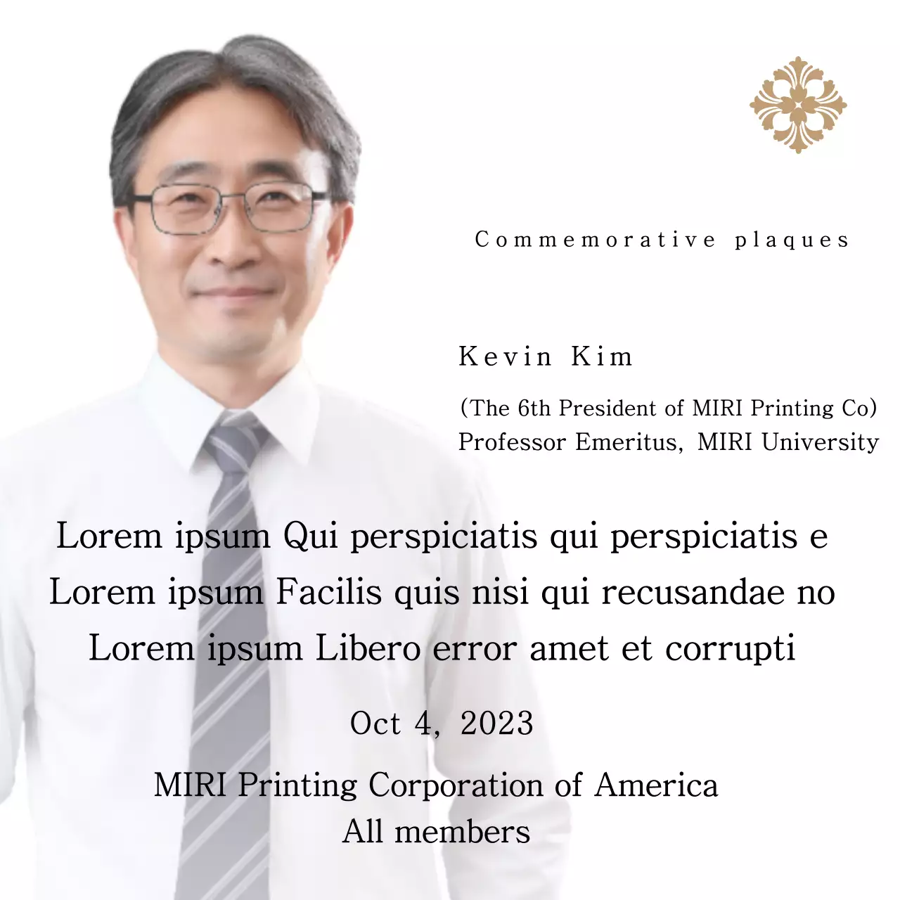 Plakat peringatan dengan ilustrasi dan foto yang mewah