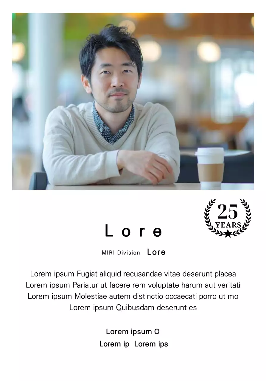 A thank you design featuring a square photo with a gold ribbon and a 25th anniversary marker.