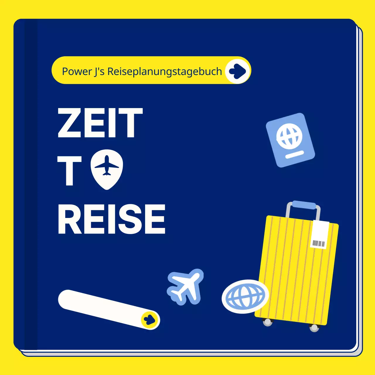 Ein einfacher Reiseplaner in Gelb und Marineblau