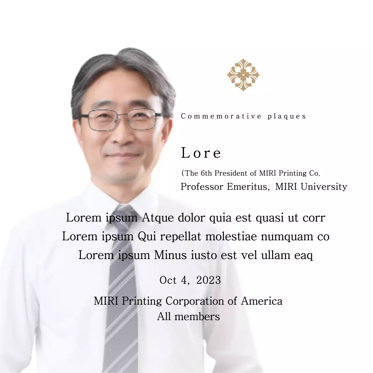 Plakat peringatan dengan ilustrasi dan foto yang mewah