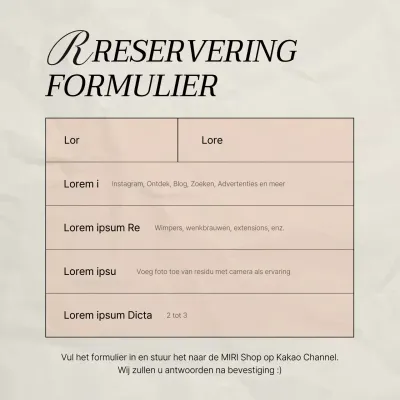 Aankondiging van een trendy boekingsformulier voor sociale-mediamarketing in roze en ivoorkleur