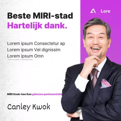 Promoot een eenvoudig paars bedankje voor het winnen van een zetel in het Parlement