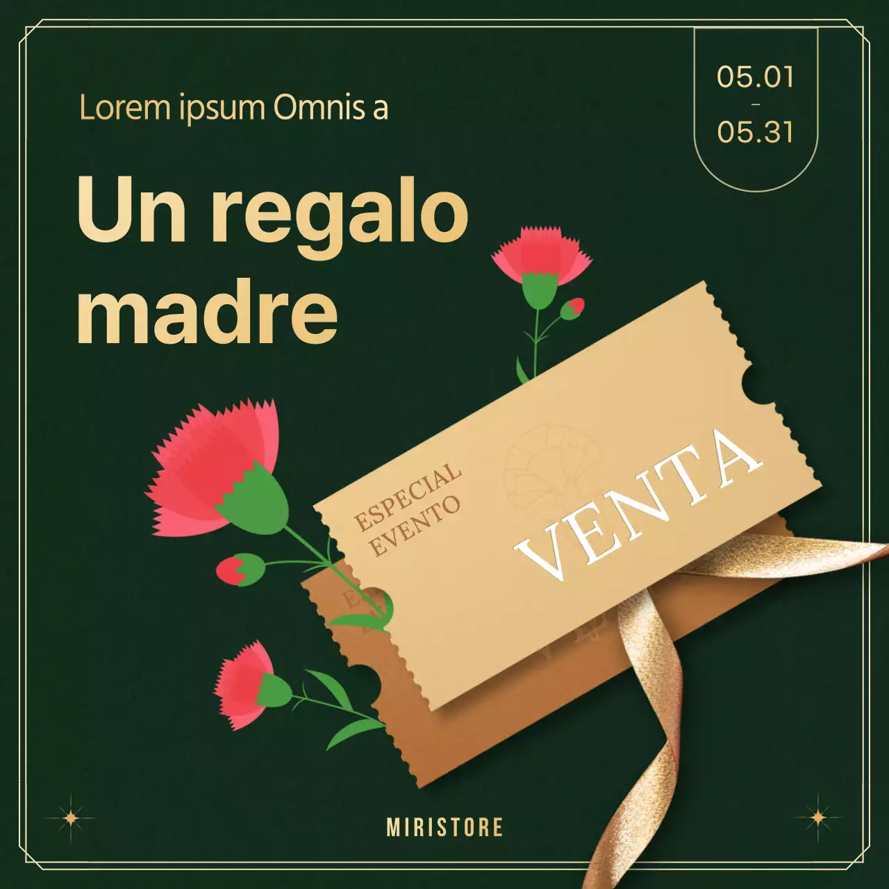 Recomendar y promocionar regalos de lujo para el Día de la Madre en verde y dorado