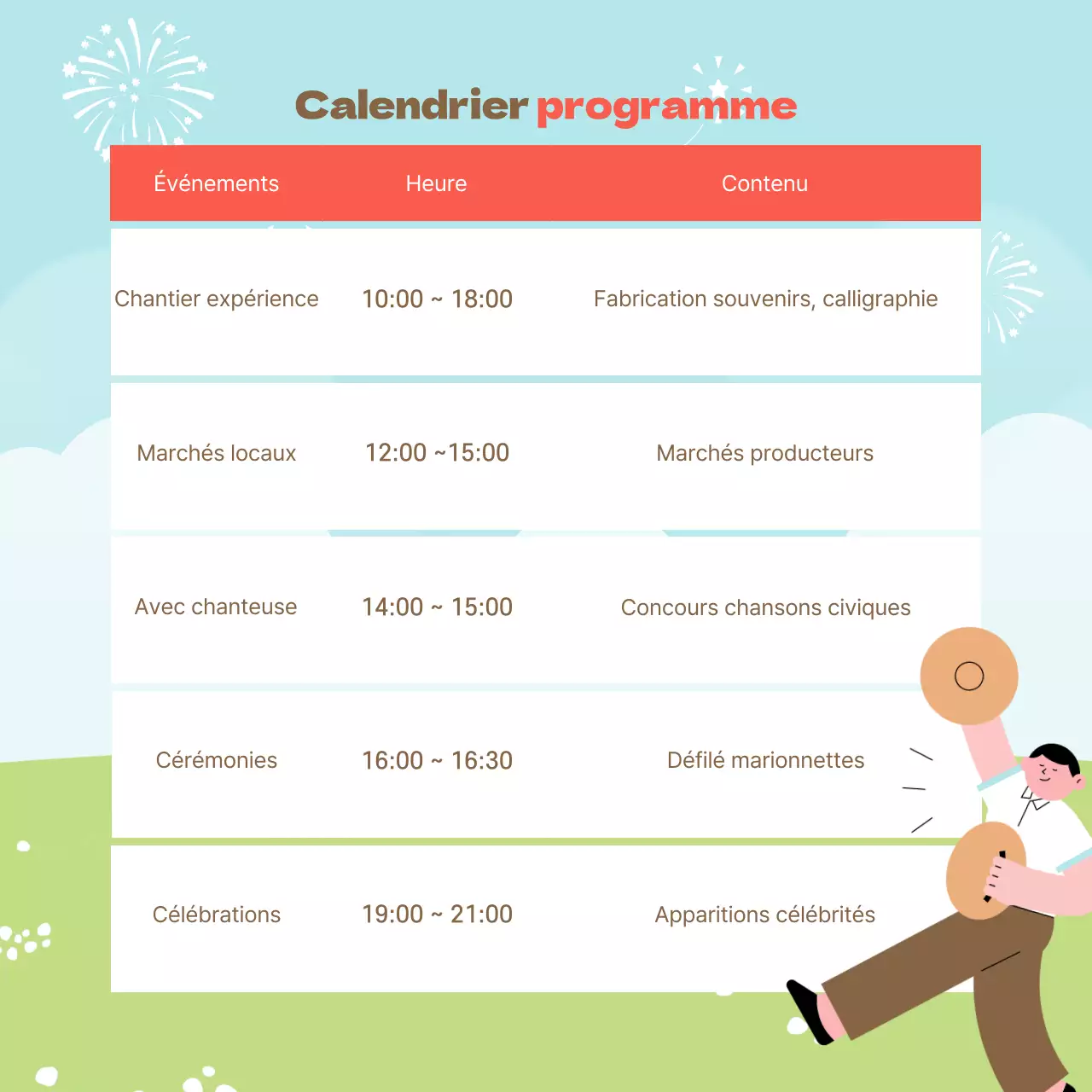 Promouvoir un festival chaleureux en rouge et brun